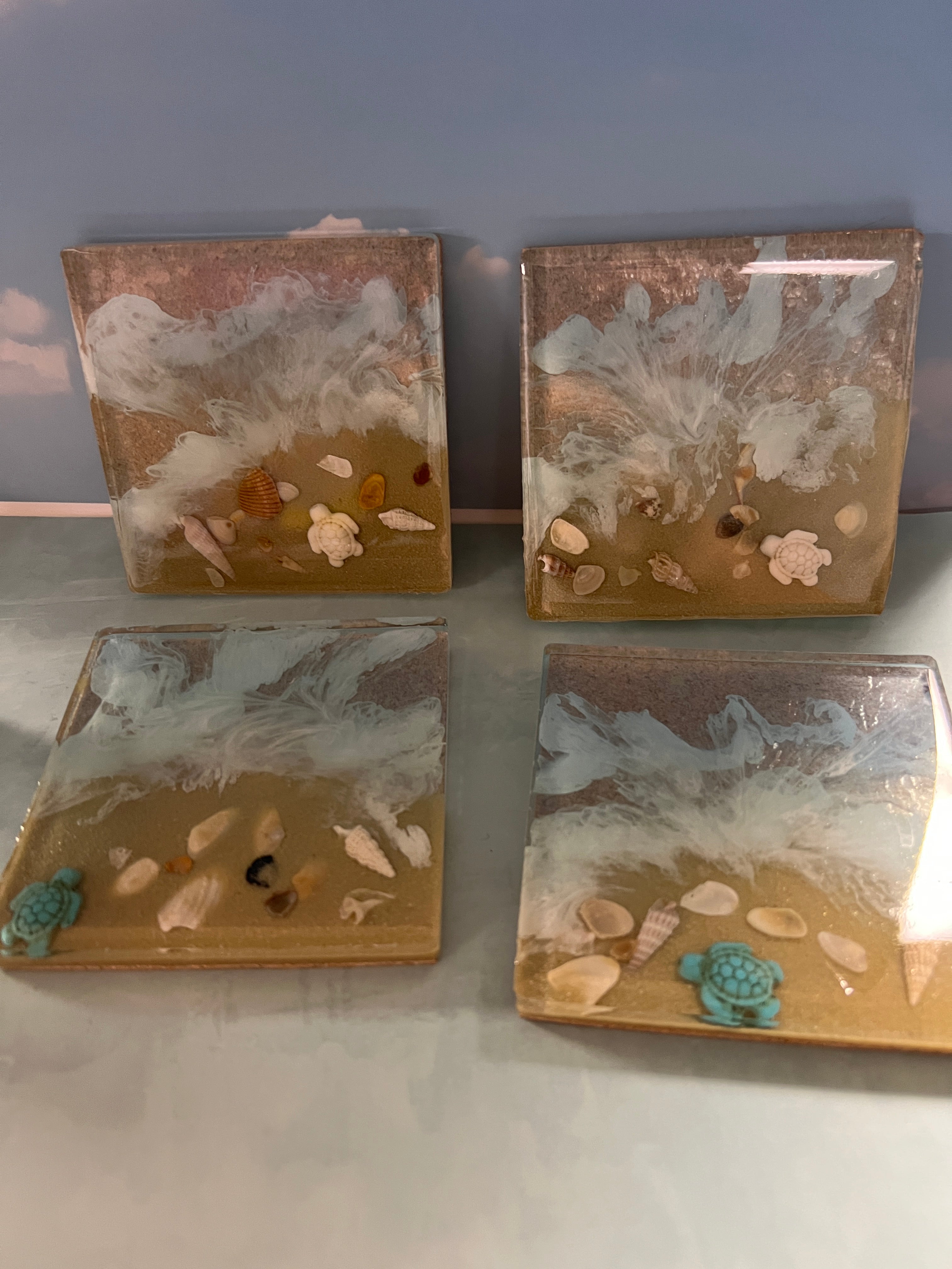 Beach theme coaster set