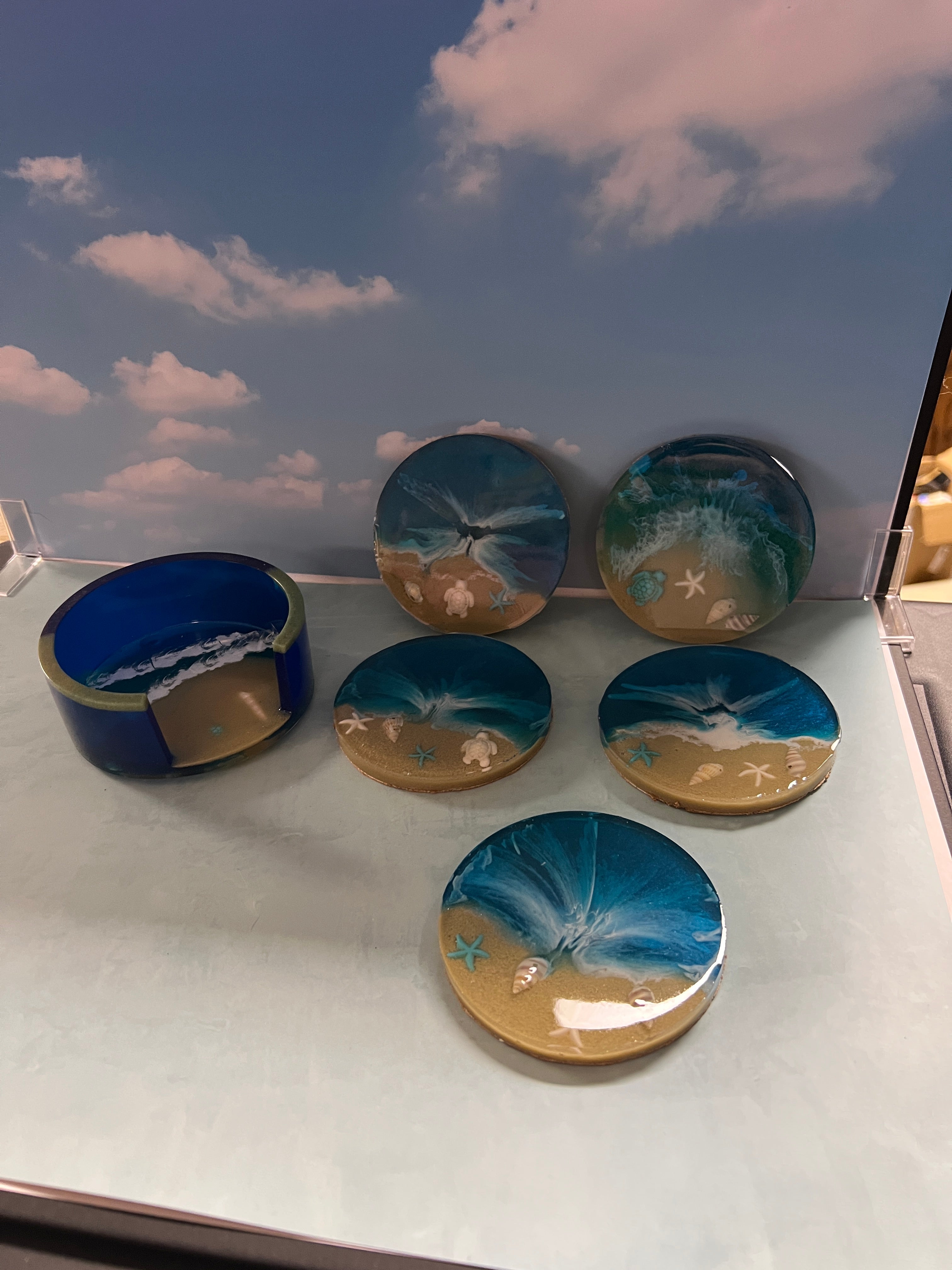 Beach theme coaster set