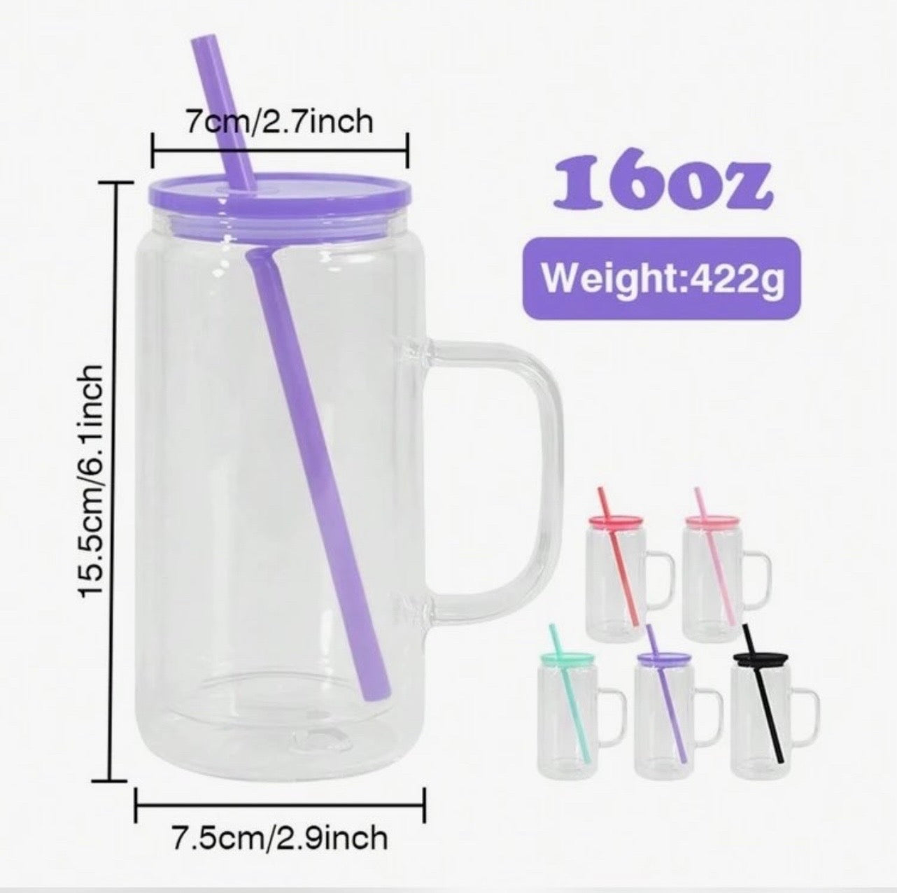 16oz with handle colored lids