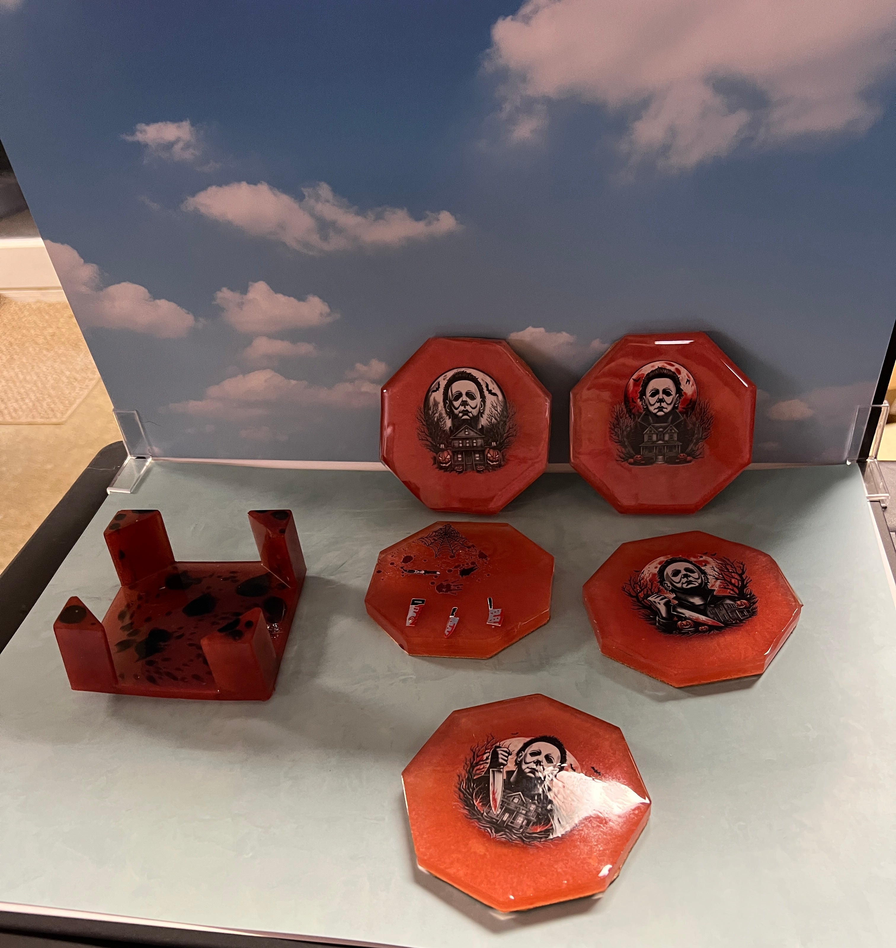 Halloween resin coaster set